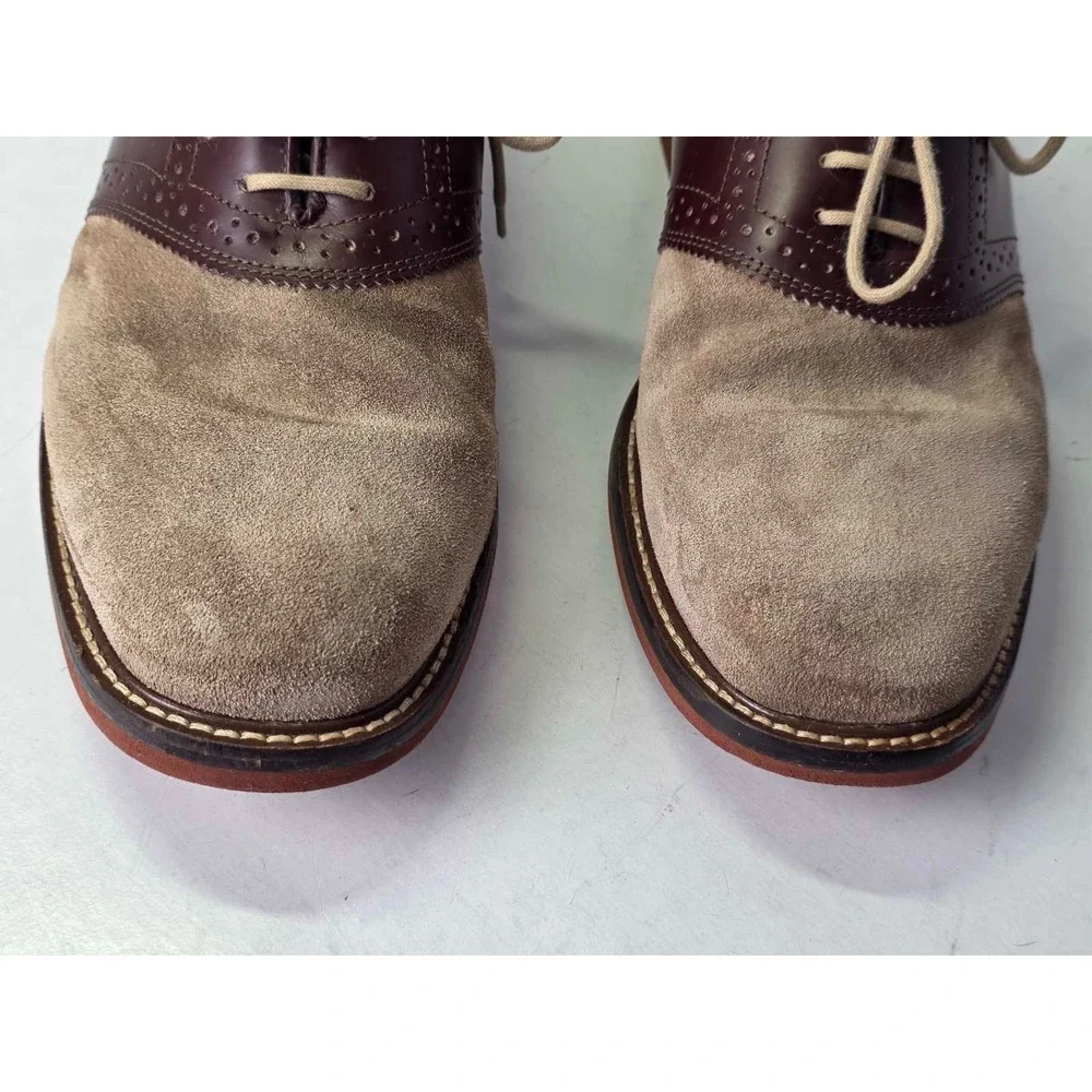 Nordstrom‎ Saddle Men's Dress Shoes Size 9.5 W Beige Tan Suede Leather